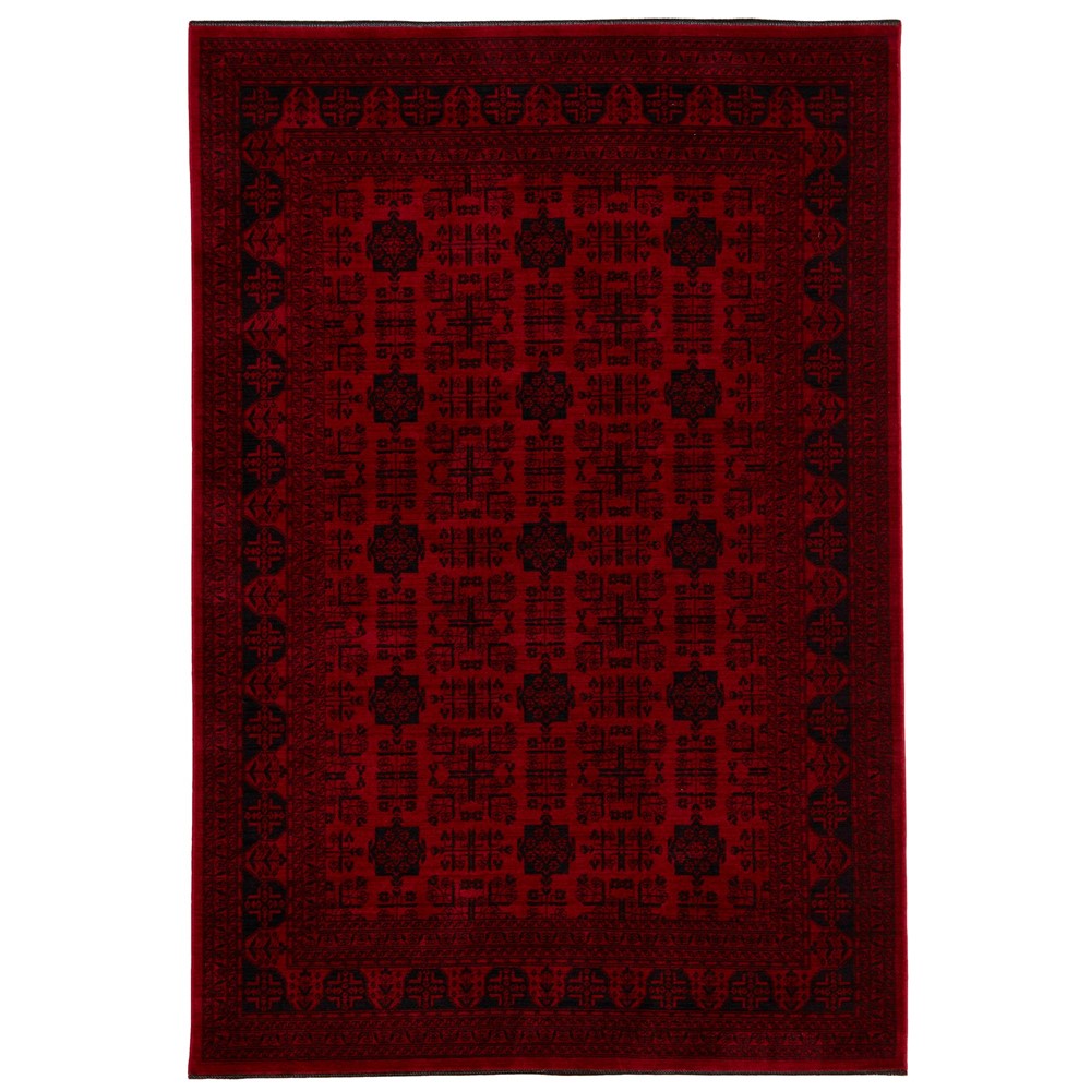 Afghan Khalmohamady Traditional GA90A ROR27 Rug in Red Black